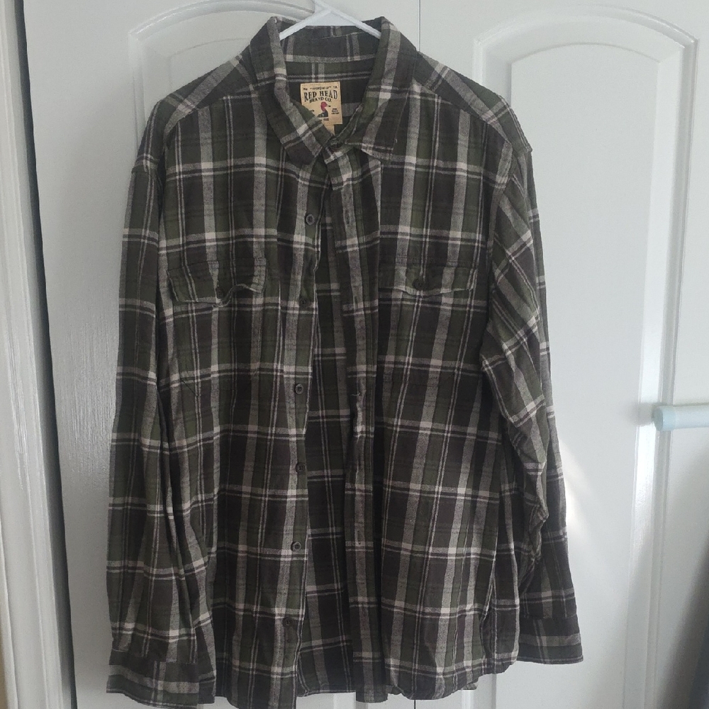 RedHead Green Plaid Casual Button Down Shirt